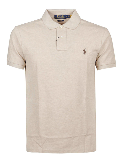 Ralph Lauren Logo Embroidered Polo Shirt In Expedition Dune Heather