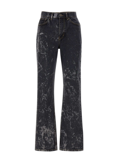 Rotate Birger Christensen Washed Twill Jeans In Acid Washed Black