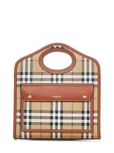 Burberry Mini Pocket Tote In Briar Brown