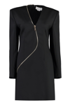 Genny Decorative-zip Long-sleeve Minidress In Black