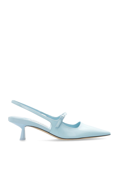 Jimmy Choo Didi 45 Pointed Pumps In Patent Leather In Blue