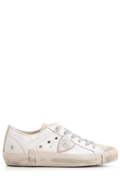 Philippe Model Logo-patch Lace-up Sneakers In Legere Blanc Sab
