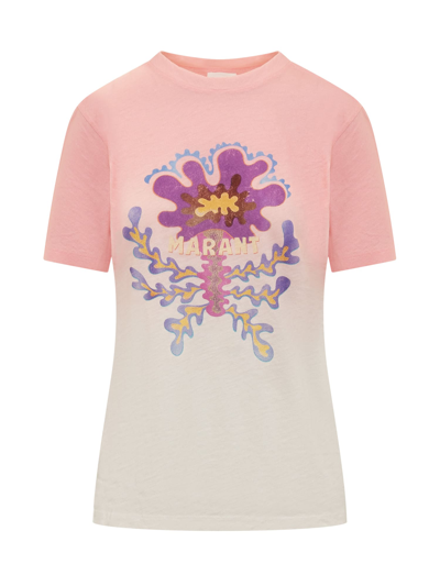 Marant Etoile Logo-print Cotton T-shirt In Lk Light Pink