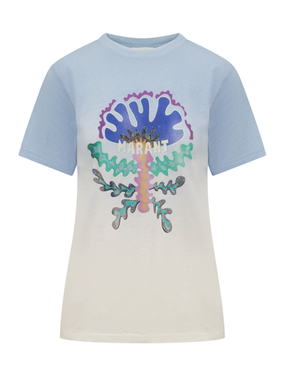 Marant Etoile Logo-print Cotton T-shirt In Lu Light Blue