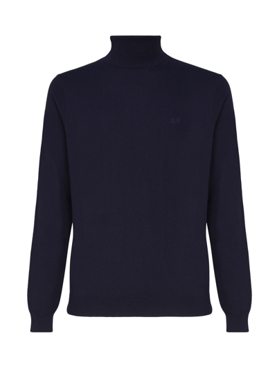 Sun 68 Wool Turtleneck In Navy Blue