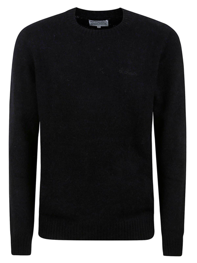 Mc2 Saint Barth Logo Embroidered Knitted Jumper In Nero