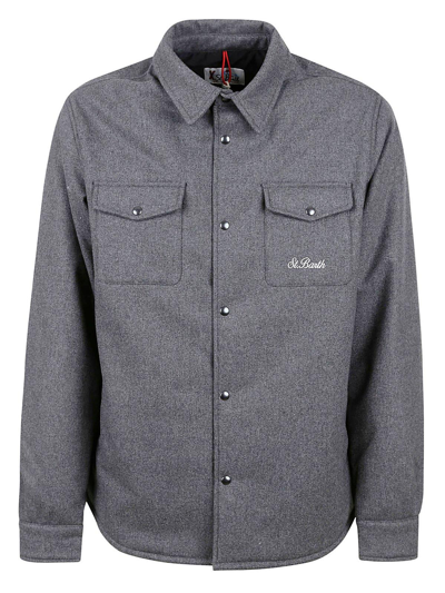 Mc2 Saint Barth Logo Embroidered Snapped Shirt In Grigio