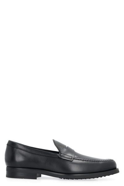 TOD'S BLOCK HEEL CLASSIC SLIDE-ON LOAFERS