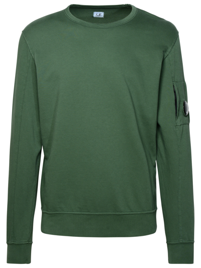 C.p. Company Light Fleece Green Cotton Sweatshirt In Verde