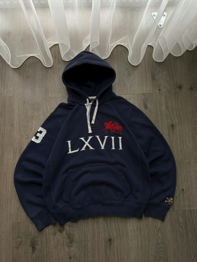 Pre-owned Polo Ralph Lauren X Vintage Polo Ralph Laurent Lxvii Prl Navy Blue Hoodie