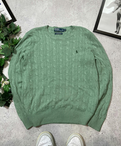 Pre-owned Polo Ralph Lauren X Ralph Lauren ( 1+1=3 Item) Vintage 90's Cozy Sweater Ralph Laurent In Green