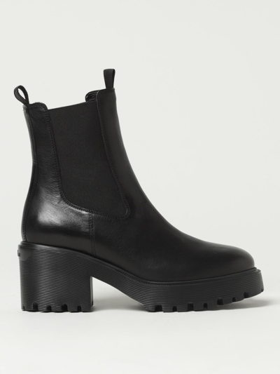 Hogan Leather Ankle Boots In Black