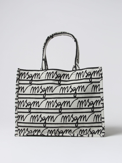 Msgm Jacquard-logo Motif Tote Bag In Black