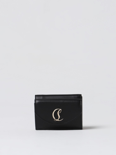 Christian Louboutin Embellished Leather Wallet In Black