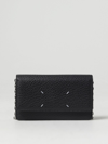 Maison Margiela Four-stitch Leather Wallet-on-chain In Black