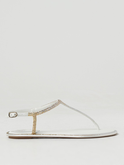 René Caovilla Flat Sandals Rene Caovilla Woman Color Champagne In White