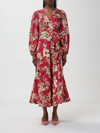 Zimmermann + Net Sustain Lexi Floral-print Linen Midi Wrap Dress In Red