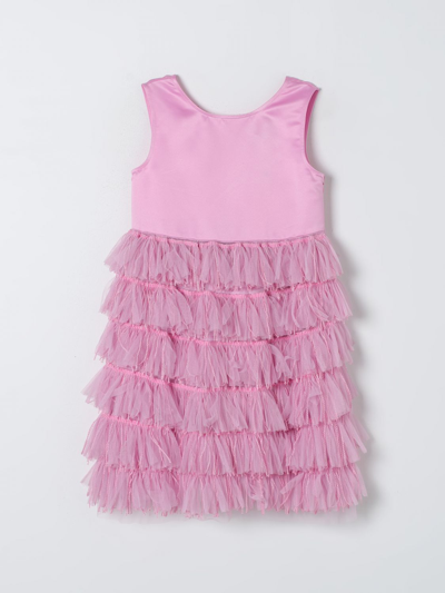Twinset Kids' Ruffled Mini Party Dress In Pink