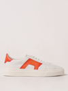 Santoni Double Buckle Sneaker In Leather In White 1