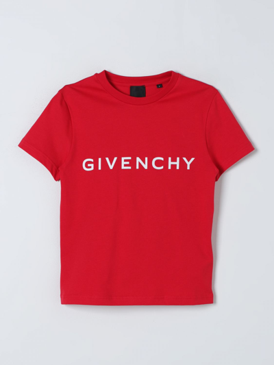 Givenchy Kids' Red T-shirt For Boy With White Logo