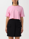 Patou Logo-embellished Cotton Cropped T-shirt In Pink