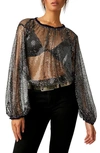 FREE PEOPLE SPARKS FLY SHEER SEQUIN TOP