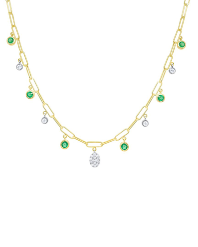 Meira T 14k 0.50 Ct. Tw. Diamond & Emerald Paperclip Necklace In Gold