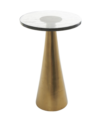 Peyton Lane Geometric Cone Accent Table With Textured Glass Tabletop In Gold
