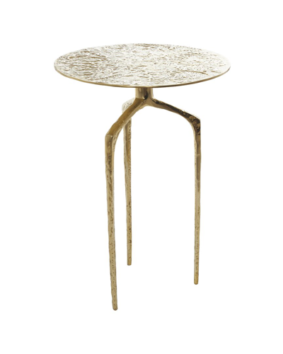 Peyton Lane Geometric Slim Textured Accent Table In Gold