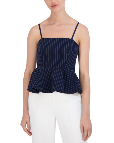 Bcbgeneration New York Pinstripe Peplum Sleeve Top In Blue