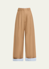ROSIE ASSOULIN TAILORED WIDE-LEG TROUSERS WITH FOLDOVER CUFFS