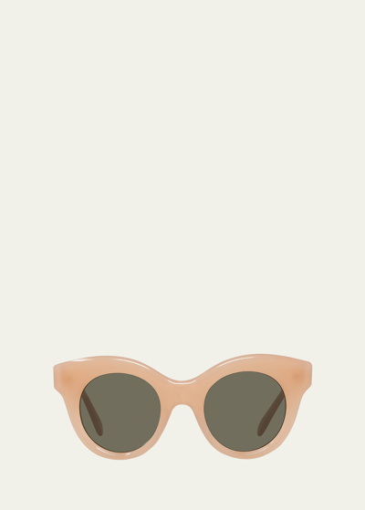 Loewe Curved Logo Acetate & Nylon Cat-eye Sunglasses In Pink