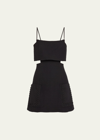 Alexis Linzy Square-neck Cutout Mini Dress In Black