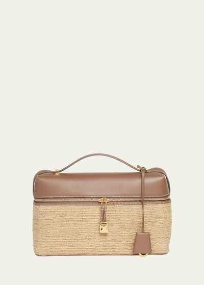 Loro Piana Extra Rippled Canvas Top-handle Bag In Natural Light Bei