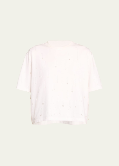 Simkhai Amaru Organic Stretch Cotton Embellished T-shirt In White