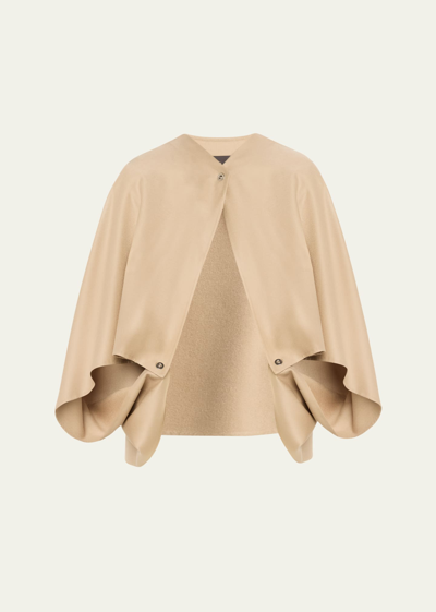 Loro Piana Buttoned Cashmere Cape In D0j5 Ginger Root