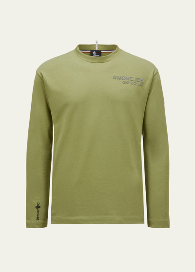Moncler Logo Long Sleeve T-shirt Green In Olive