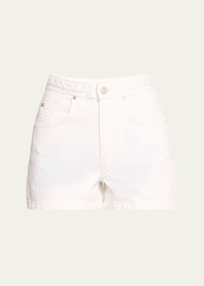 Frame Braided Waistband Denim Shorts In White