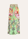 Camilla Porcelain Dream Shirred Waist Wide Leg Pants In Porcelain Dream