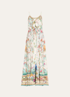 CAMILLA PLUMES AND PARTERRES CRYSTAL TIE-FRONT MAXI DRESS