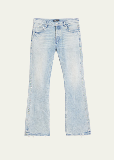 Purple Men's Denim Crystal Outline Flare Denim Jeans In Vintage Flare