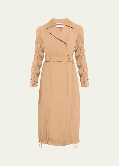 Blanc Noir Soft Penelope Belted Trench Coat In Warm Taupe