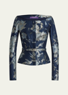 Ralph Lauren Bethanne Floral Jacquard Jacket In Blue Multi
