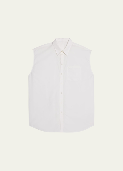 Helmut Lang Men's Sleeveless Button-down Shirt In White