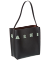 Marni Women Black Leather Small Museo Shoulder Bag In Black