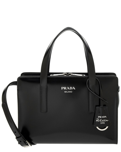 Prada Re-edition 1995 Brushed Leather Mini Bag In Black