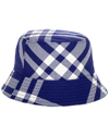 Burberry Checkered Wool Blend Bucket Hat With Two Air Vents In Blue
