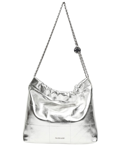 Walter Baker Cleo Leather Shoulder Bag In Silver