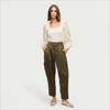 Sam Edelman High Rise Laila Pleated Trouser Kalamata In Green