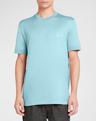 Knt Men's Outline Logo Crewneck T-shirt In Aqua